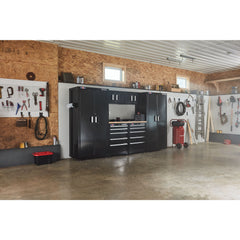 126 Inch Wide Welded Metal Storage System With Drawer Storage - Black
